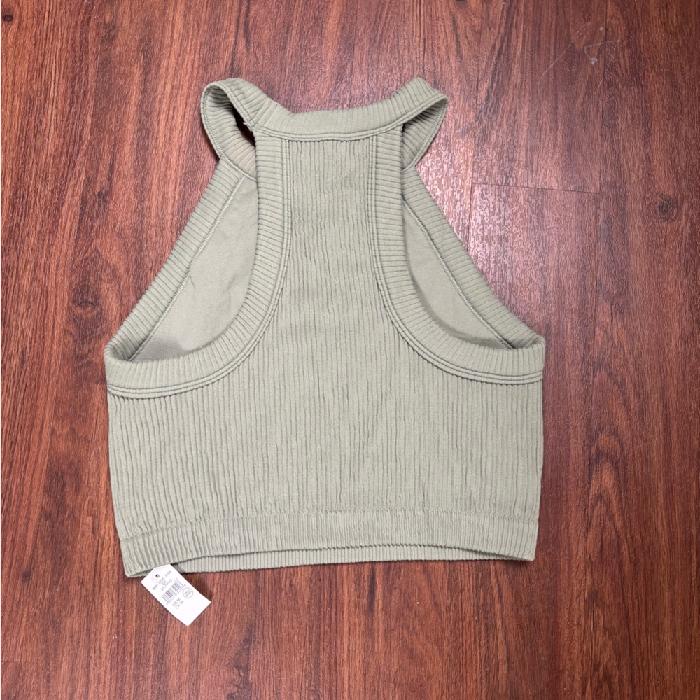 NWT Aerie Ribbed Sage Green Crop Top (superchill collection) - Picture 3 of 4
